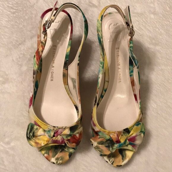 Etienne Aigner Floral Bow Slingback Pumps - Size 7.5M - Picture 3 of 8